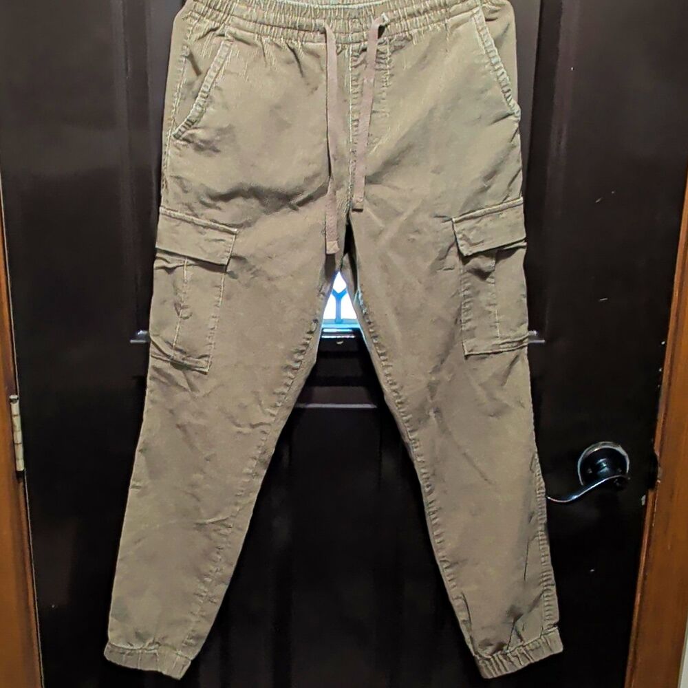 Aéropostale Aero Beige Corduroy Cargo Jogger Pants XS 28" Waist Tapered